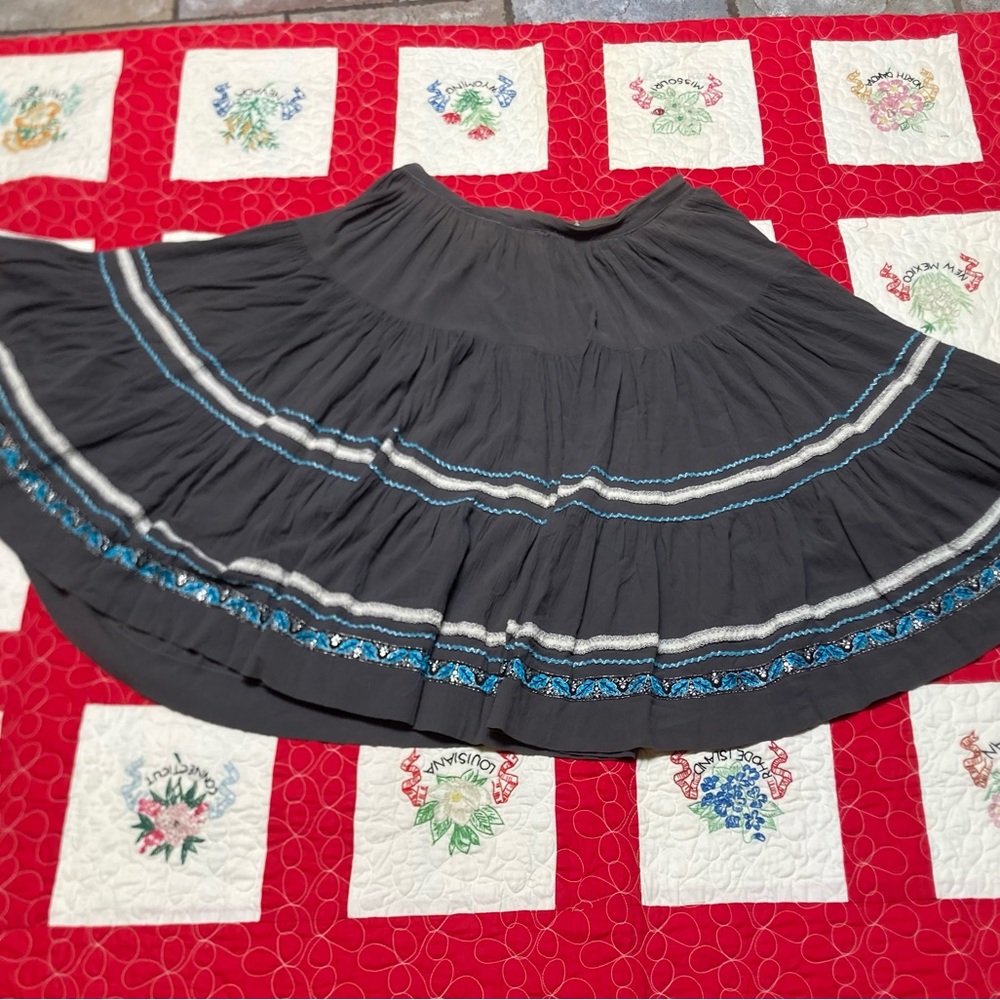 Vintage MCM Handmade Gray Dance Hippie Festival,  Pettiskirt  32” Waist Large